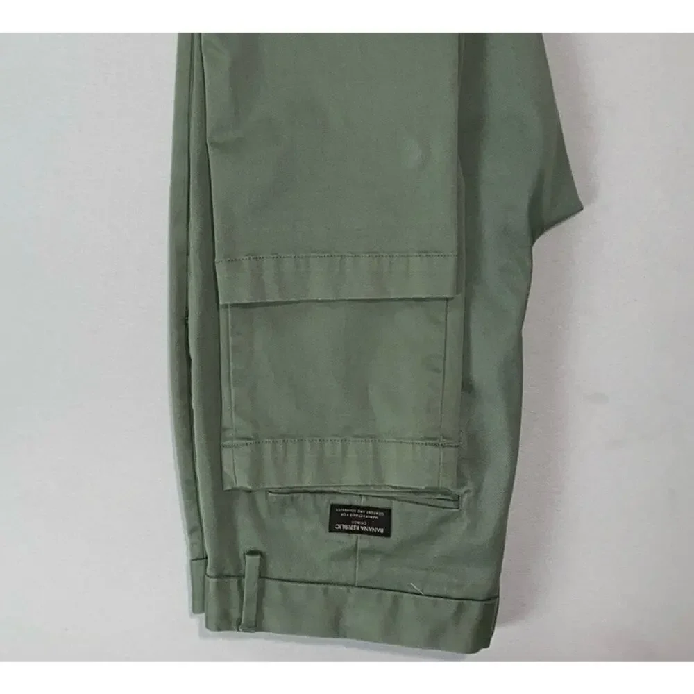 Banana Republic Fulton Fit Flat Front Stretch Cotton Chino Pants. Green, 34X32.5
